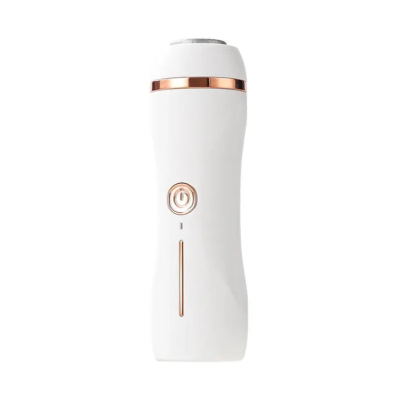 Front view of white Rolli™ SmoothPro electric foot grinder on white background – showcasing sleek design and effective callus and dead skin removal