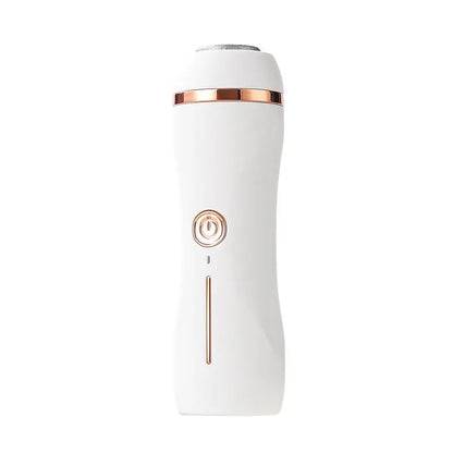 Front view of white Rolli™ SmoothPro electric foot grinder on white background – showcasing sleek design and effective callus and dead skin removal